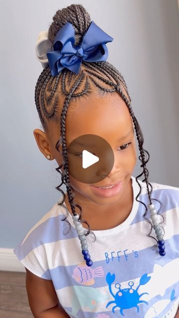 Kid Bun Hairstyles, Hairstyles Black Girls Braids Kids, Braid Hairstyles For Black Girls Kids, Kids Braided Hairstyles Ponytail, Cute Braided Hairstyles For Kids Black, Kids Birthday Hairstyles, Braids For Little Black Girls Hairstyles, Braided Ponytails For Kids, Hairstyles With Beads For Kids