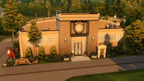 Sims 4 Auditorium Cc, Sims 4 Auditorium Build, Copperdale Sims 4, Sims 4 Auditorium, Sims4 Build, Sims Builds, Career Day, Sims Building, Formal Dance