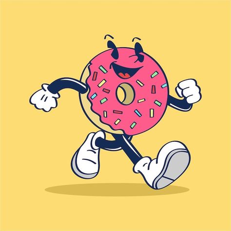 Bagel Logo, Donut Cartoon, Running Cartoon, Diy School, A Cartoon, Cartoon Illustration, School Crafts, Shirt Ideas, Vector Design