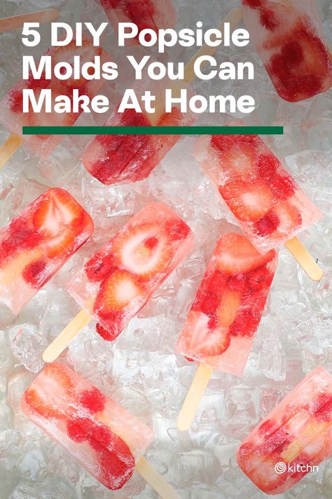 You can even try using some of these DIY popsicle molds to turn your favorite cocktail into a frozen treat like this aperol spritz popsicle. All you need are some basic tools you probably already have in your kitchen. Just don’t forget the popsicle sticks! #homemade #homemadedesserts #dessertrecipes #popsicle #popsiclerecipes #popsiclemolds #summertreats #summerdesserts Popsicles Without Mold, Homemade Popsicles Without Mold, Diy Popsicle Molds Homemade, How To Make Popsicles Without A Mold, Clear Popsicles, Popsicle Mold Recipes, Pedialyte Popsicles, Diy Popsicle Recipes, Jello Popsicles