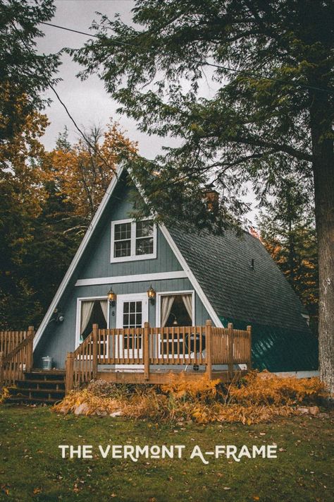 the Vermont A-Frame in Winhall, Vermont is the perfect home base for fall leaf peeping! Leaf Peeping, Mountain Forest, A Frame House, Small Houses, Fall Leaf, Green Mountain, Enjoy Nature, Cabins In The Woods, Perfect Home