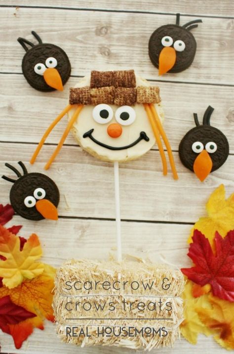 Have some Fall fun with these cute edible SCARECROW & CROW TREATS! Scarecrow Crafts For Kids, Boy Thanksgiving Outfit, Scarecrow Crafts, Thanksgiving Treats, Fall Treats, Lessons For Kids, Krispie Treats, Fall Fun, Fall Thanksgiving