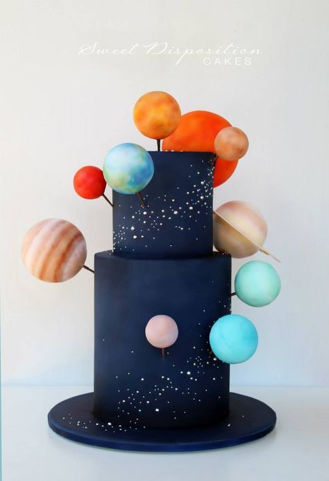 New Years Eve wedding cake Solar System Cake, Planet Cake, Space Cake, Galaxy Party, Kreative Snacks, Galaxy Cake, Space Birthday Party, Space Birthday, Space Party