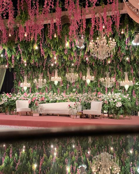 Enchanted vibes under Bougainvillea ✨ • • • Book Now • • • #kamarievents #tabledecor #tabledecoration #wedding #luxury #engagement #foryou #fyp #short #flowers #flowerstagram #pinterest #instagram #reels #reelsinstagram #inspiration #elegant #love #NatureBeauty #FlowerPower #InteriorGoals #FloralDecor #PrettyInPink #shadesofpink #FairyTaleDecor #WeddingJoy #eventstylists Indoor Wedding Garden Theme, Indoor Garden Theme Wedding, Garden Theme Wedding Decorations, Floral Mandap Decor, Wedding Decorations Indoor, Theme For Wedding, White Floral Mandap Decor, Pelamin Garden Theme Indoor, Fairytale Decor