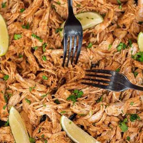 Mexican shredded chicken - Eating on a Dime Healthy Shredded Chicken Recipes, White Cheese Dip Recipe, Easy Skillet Chicken, Mexican Shredded Chicken, Eating On A Dime, Shredded Chicken Tacos, Mexican Chicken Recipes, Chicken Taco Recipes, Mexican Dinner Recipes