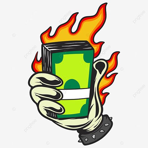 Money On Fire, Streetwear Clothing Design, Background Money, Fire Cartoon, Graphic Design Png, Cartoon Fire, Cartoon Streetwear, Money Background, Fire Drill