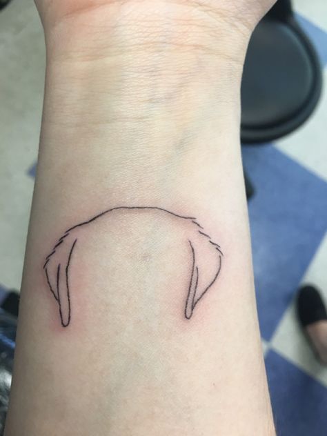 Great tattoo to remember your dog. Lab ears outline Dog Memorial Tattoos Black Lab, Lab Dog Ear Tattoo, Lab Ear Outline Tattoo, Outline Of Dog Ears Tattoo, Black Lab Ears Tattoo, Lab Head Outline Tattoo, Dog Tattoo Ear Outline, Fine Line Dog Tattoo Ears, Lab Dog Tattoo Ideas