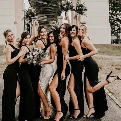 Black Bridesmaid, Mermaid Bridesmaid, Black Bridesmaids, Cheap Bridesmaid, Dresses For Wedding, Black Bridesmaid Dresses, Cheap Bridesmaid Dresses, Looks Black, Black Jersey