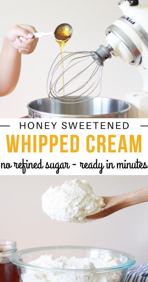 Whipped Cream With Milk, Healthy Whipped Cream, Whipped Cream Recipes, Making Icing, Diy Whipped Cream, Baking Friends, Homemade Cool Whip, Honey Whipped Cream, Sugar Free Whipped Cream