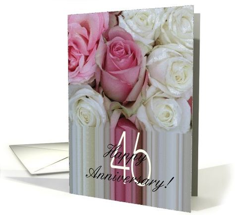 46th Wedding Anniversary Soft Pink roses card 46th Wedding Anniversary, 31st Wedding Anniversary, 49th Wedding Anniversary, 27th Wedding Anniversary, 22nd Wedding Anniversary, 65th Wedding Anniversary, Bridesmaid Thank You Cards, 70th Wedding Anniversary, Soft Pink Roses