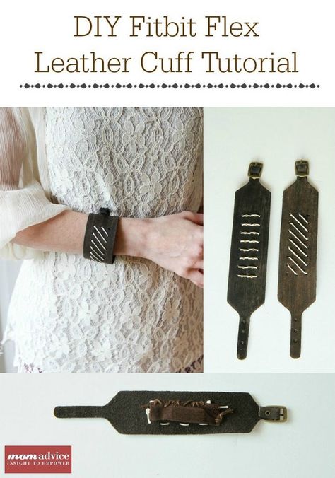 DIY Fitbit Bracelet Tutorial -- hate that plastic bracelet that came with your FitBit Flex? Make this adorable and stylish leather cuff bracelet for less than $10 AND in just 5 easy steps! via @momadvice Fitbit Bracelet, Leather Tutorial, Diy Blanket Ladder, Wood Wall Art Diy, Martha Stewart Crafts, Diy Headboards, Handmade Beauty Products, Bracelet Diy, Leather Cuffs Bracelet