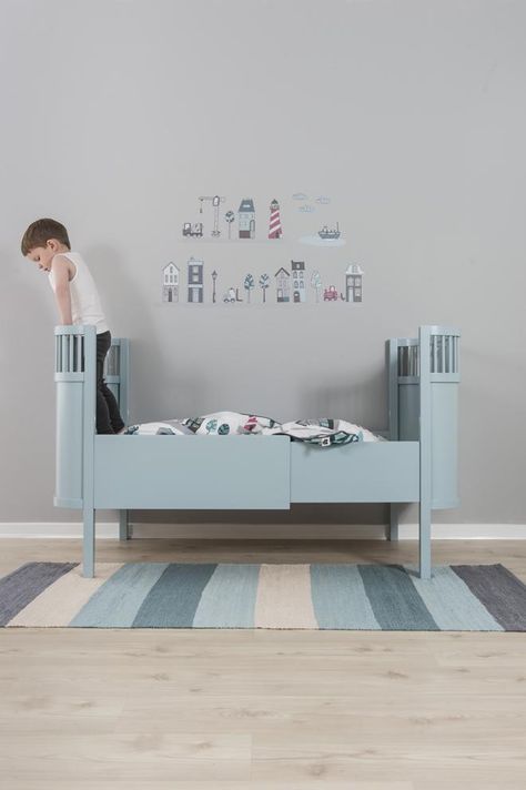 Cheap Nursery Furniture, Kids Interior Design, Junior Bed, Baby Room Inspiration, Kids Room Inspiration, Bleu Pastel, Tan Top, Cot Bedding, Kids Interior