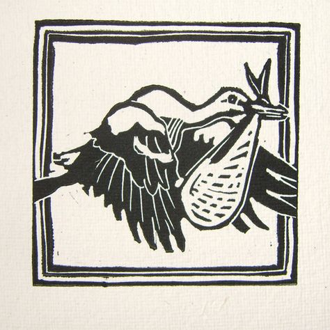 https://www.etsy.com/uk/listing/206494384/stork-new-arrival-linocut-print?ref=shop_home_active_1  New print, Stork with new arrival Stork Linocut, Lino Cut, Paper Cut Art, Cut Paper, Design Graphics, Linoleum, Linocut Prints, New Print, Linocut