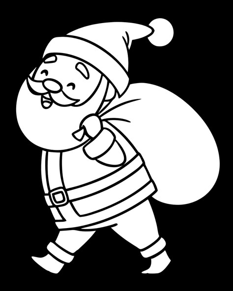 Black and White Santa with Gift Sack Santa Claus Coloring Pages, Men Coloring Pages, Draw Santa, Santa Claus Coloring, Character Coloring Pages, Santa Claus Drawing, Santa Claus Pictures, Santa Cartoon, Christmas Borders