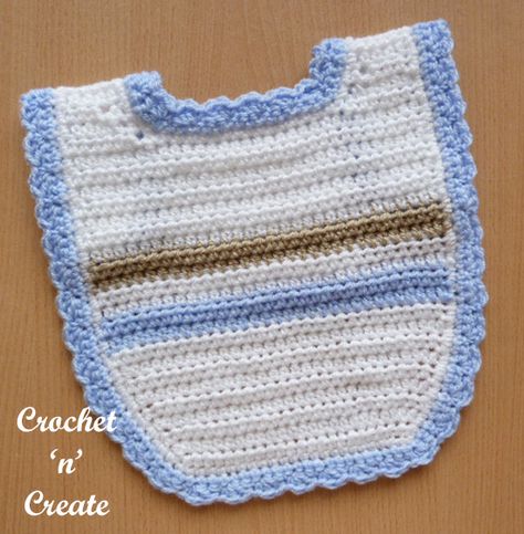 Baby Bib - A Free Crochet Pattern- Crochet 'n' Create Baby Mittens Pattern, Crochet Bibs, Crochet Baby Ideas, Crochet Baby Blanket Beginner, Crochet Baby Bibs, Crochet Bib, Baby Crochet Patterns, Baby Bibs Patterns, Crochet For Babies