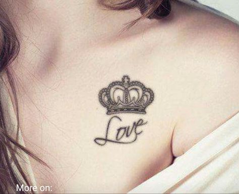 Bone Crown, Crown Tattoos For Women, Couple Tattoos Unique Meaningful, Couple Tattoos Love, Small Chest Tattoos, Crown Tattoo Design, Pink Tattoo, Queen Tattoo, King Tattoos