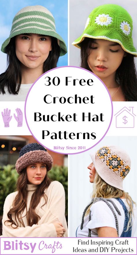 Free Crochet Bucket Hat Patterns, Free Crochet Bucket Hat, Bucket Hat Patterns, Sarah Maker, Bucket Hat Pattern Free, Beginner Patterns, Crochet Hat With Brim, Bucket Hat Pattern, Crochet Summer Hats