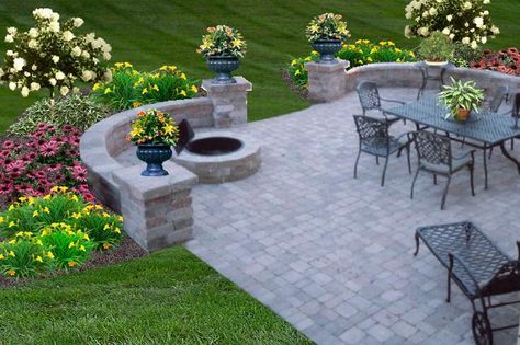 outdoor patio ideas with fire pit | Patio Pictures, Outdoor Living pictures, bakyard landscape pictures MA ...  Don't you love this great outdoor patio idea? Thinking about buying a home or selling your home? LystHouse is the simple way to buy or sell your home. Visit  http://www.LystHouse.com to maximize your ROI on your home sale. Patio Pictures, Concrete Patios, Cinder Blocks, Outdoor Patio Ideas, Fire Pit Patio, Have Inspiration, Patio Landscaping, Diy Pergola, Fire Pit Backyard