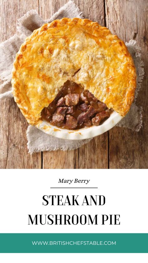 Mary Berry Steak And Mushroom Pie Steak And Mushroom Pie, Stewing Steak, Ale Pie, Steak Pie, Steak And Ale, Beef Pies, Mushroom Pie, Steak And Mushrooms, Kitchen Fun