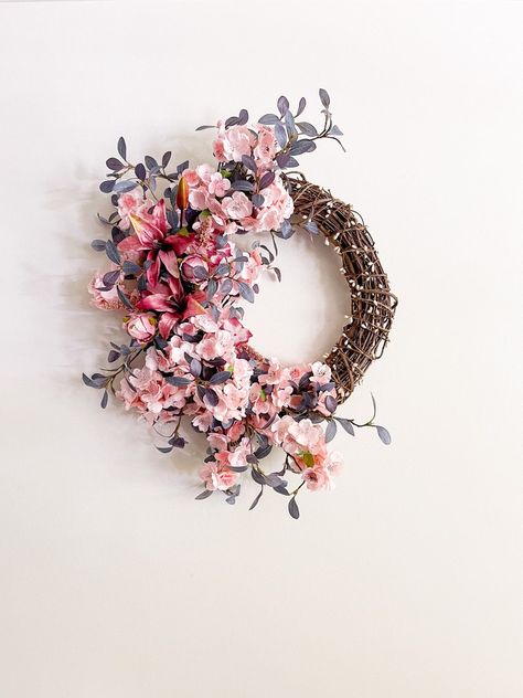 Luxury Wreaths, Cherry Blossom Wreath, Year Round Decor, Home Decor Cottage, Pink Hydrangeas, Floral Door Wreaths, Luxury Christmas Tree, Wreath For Door, Mothers Day Wreath