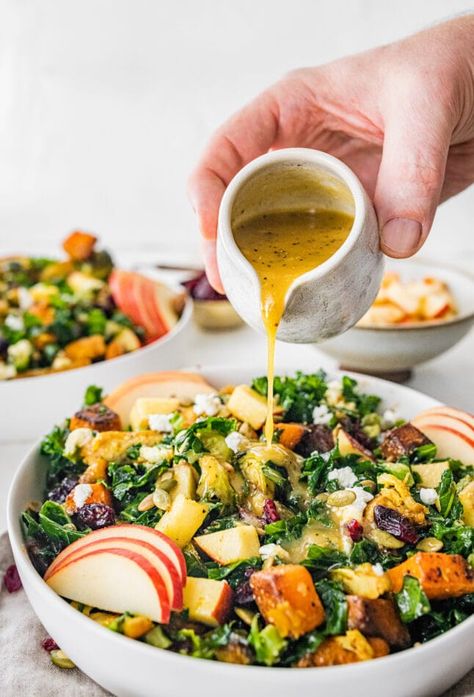 Veggie Bowl Dressing, Fall Harvest Bowl, Roasted Butternut Squash Seeds, August Recipes, Harvest Bowls, Butternut Squash Seeds, Harvest Bowl, Turmeric Chicken, Chicken Roasted