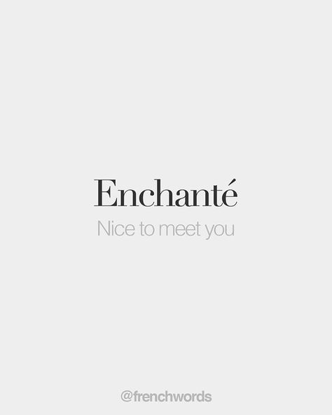 ✨Enchanté ✨ 📷@frenchwords . . . . . #enchanté #enchantée #nicetomeetyou #frenchwords #frenchlanguage #frenchphrases #learnfrench… Meeting You Quotes, French Words Quotes, Writing Tattoos, Word Nerd, French Vocabulary, My Wish For You, Writers And Poets, French Quotes, French Words