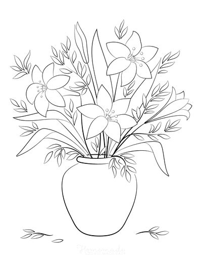 112 Beautiful Flower Coloring Pages | Free Printables for Kids & Adults Flower Vase Drawing, Printable Flower Coloring Pages, Beautiful Flower Drawings, Flower Outline, صفحات التلوين, Flower Art Drawing, Detailed Coloring Pages, Colouring Printables, Printable Adult Coloring Pages