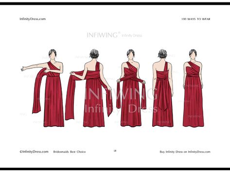 Multiway Bridesmaid Dress Tutorial, Multiway Dress Styles, Convertable Dress, Multi Tie Dress, Infinity Dress Tutorial, Infinity Dress Ways To Wear, Infinity Dress Styles, Infinity Clothing, Multiway Bridesmaid Dress