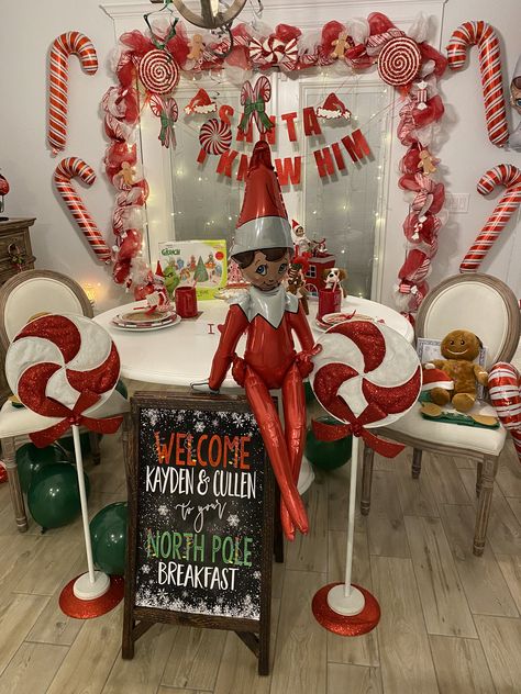 Elf Making Breakfast, North Pole Breakfast Decorations, Elf Welcome Breakfast, North Pole Breakfast Ideas, Christmas North Pole Breakfast, Pole Decor, Santa Breakfast, North Pole Breakfast, Holiday Party Themes