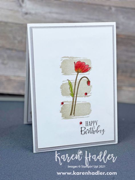 Cas Cards Simple, Clean And Simple Birthday Cards, Stampin Up Clean And Simple Cards, Clean And Simple Cards Ideas, Simple Greeting Cards, Watercolour Doodles, Clean And Simple Cards, Painted Poppies, Cards Flowers