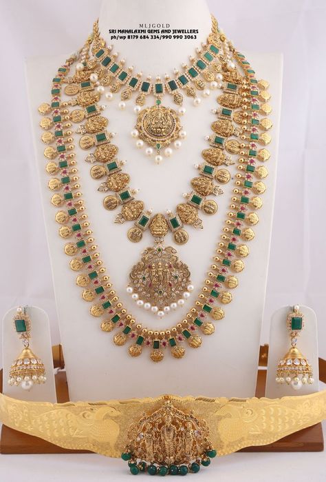 Ram parivar Bridal set with Detachalbe locket cum Vadyanam. Visit us for wide range in different weight n price range. We make in customized orders also with fastest delivery time. Most competitive pricing. Connect instant video call no 990 990 3063 or 8179 684 334 from 11 am to 8 pm anytime Ram Parivar Locket Designs, Ram Parivar Necklace Designs, Bridal Haaram, Ram Parivar Haram Designs, Ram Parivar, Ruby Necklace Designs, Vaddanam Designs, Temple Jewellery Earrings, Haram Designs