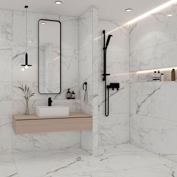 Bathroom Tiles Marble, Marble Wall Bathroom, Bathroom With Marble Tile, Bathroom Ideas Marble, Marble Tiles Bathroom, Marble Bathroom Wall, Marble Bathroom Ideas, White Marble Tile Bathroom, White Marble Bathroom