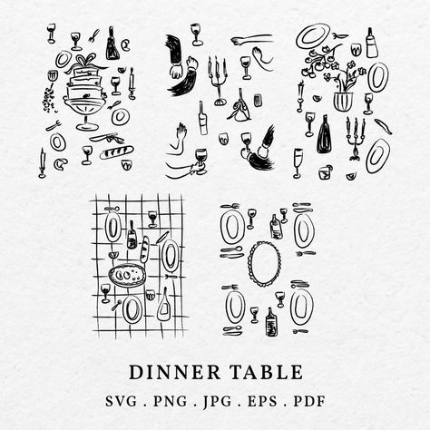 Bespoke Event Sketch Design for Memorable Events Dinner Table Illustration Art, Hand Drawn Table Setting, Dinner Table Tattoo, Dinner Table Drawing, Dinner Table Illustration, Dinner Party Illustration, Table Illustration, Interior Architecture Sketch, Table Drawing