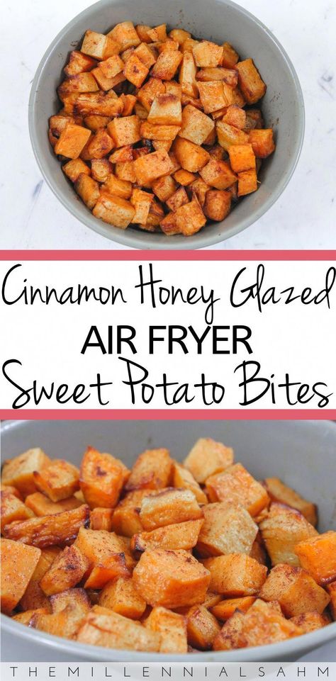 Airfryer Baked Sweet Potatoes, Sweet Potato Bites Recipes, Diced Sweet Potatoes In Air Fryer, Weird Air Fryer Recipes, Sweet Potato Recipes Sweet, Air Fryer Sweet Potatoes Baked, Sweet Potato Fry Recipes, Airfryer Sweet Potatoes, Recipes Using Sweet Potatoes