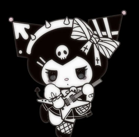 Emo Kuromi, Gothic Hello Kitty, Kuromi Core, Hello Kitty Wallpaper Black, Pfp Gangsta, Gangsta Hello Kitty, Hello Kitty Painting, Hello Kitty Tattoo, Kitty Tattoo