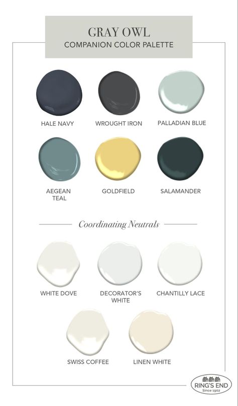 Bm Gray Owl Palette, Grey Owl Complimentary Colors, Gray Owl Complimentary Colors, Grey Owl Color Palette, Gray Owl Benjamin Moore Coordinating Colors, Grey Owl Benjamin Moore Bedroom, Grey Owl Benjamin Moore Complimentary Colors, Gray Owl Coordinating Colors, Gray Owl Bathroom