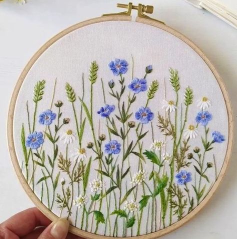 Delphinium Embroidery, Blue Flower Embroidery, Basic Hand Embroidery Stitches, Hand Embroidery Patterns Free, Clothes Embroidery Diy, Simple Hand Embroidery Patterns, Embroidery Lessons, Simple Embroidery Designs, Embroidery Template