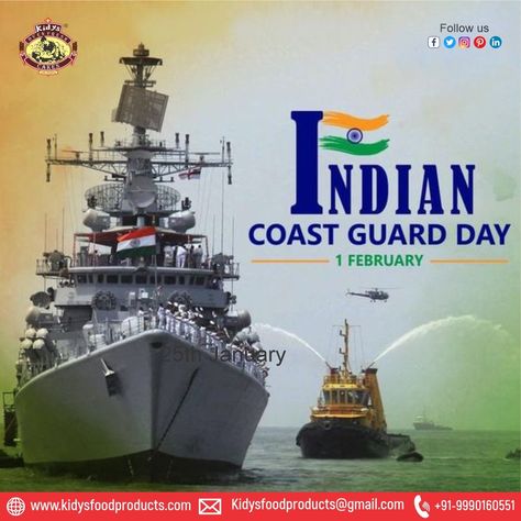 Today is a very significant day for every Indian citizen, let us thank all our coast guard for keeping us happy, safe and protected. 🌊💂♀️💂♂️⚔🥇 Happy Indian Coast Guard Day! 🙏😇 . . . . . #indiancostguard #army #indianairforce #indianarmy #indiannavy #indian #indiancrpf #soldier #indianblackcommando #indianarmybsf #indianparacommandos #srilankanavy #israelairforce #srilankaarmy #uaeairforce #francearmy #canadaarmy #indiandefence #kidysfoodproductspvtltd Indian Coast Guard Day, Cost Guard, Coast Gaurd, Indian Coast Guard, Indian Defence, Indian Air Force, Indian Navy, Us Border, Food Poster Design