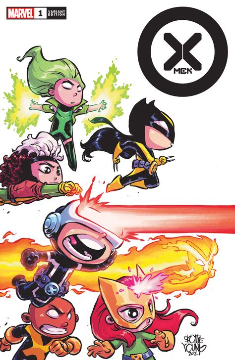 X-Men (2021) #1 (Variant) Xman Marvel, Uncanny Avengers, Baby Marvel, Chibi Marvel, Skottie Young, Young Art, Cartoon Sketches, Uncanny X-men, Variant Covers