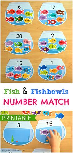 Do your kids need a fun a way to practice number sense? This adorable Fish and Fishbowls number match printable activity is a great way to help kids learn! #counting Fishing For Numbers Preschool, Fish Activities, Match Game, Numbers Preschool, Math Activities Preschool, Game For Kids, Toddler Learning Activities, Number Sense, Numeracy