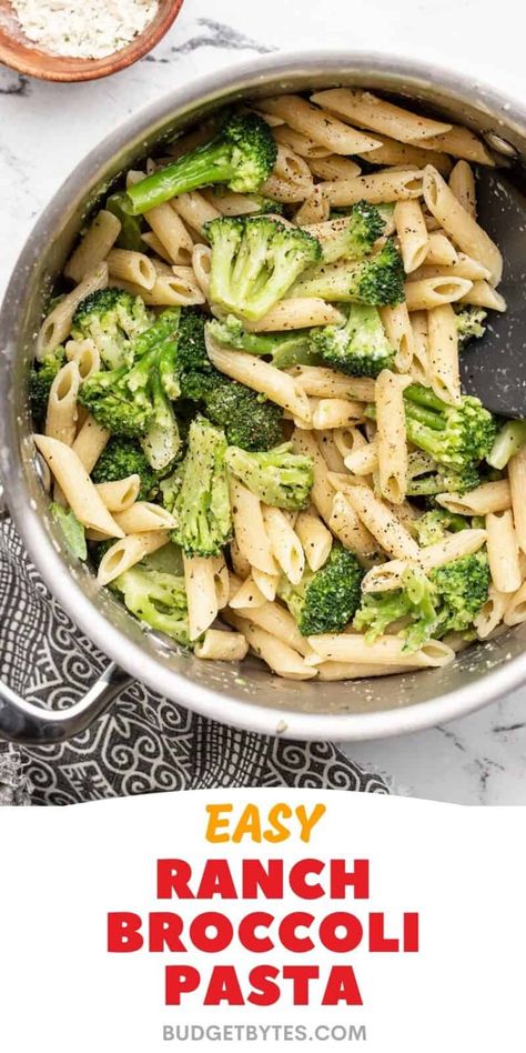 Ranch Broccoli, Chicken Broccoli Pasta, Homemade Ranch Seasoning, Quick Pasta Recipes, Flexitarian Diet, Ranch Pasta, Vegetarian Pasta Recipes, Budget Bytes, Soy Free Recipes