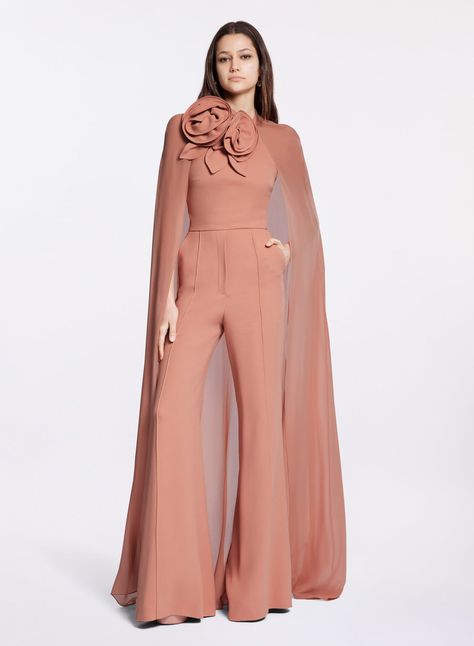 Shop Ready to Wear Fashion Designer Dress - ELIE SAAB Elie Saab Jumpsuit, Winter Work Wear, Embellished Jumpsuit, Carpet Dress, Cape Designs, Boutique Couture, Bridal Jumpsuit, Flare Jumpsuit, Pink Bridal