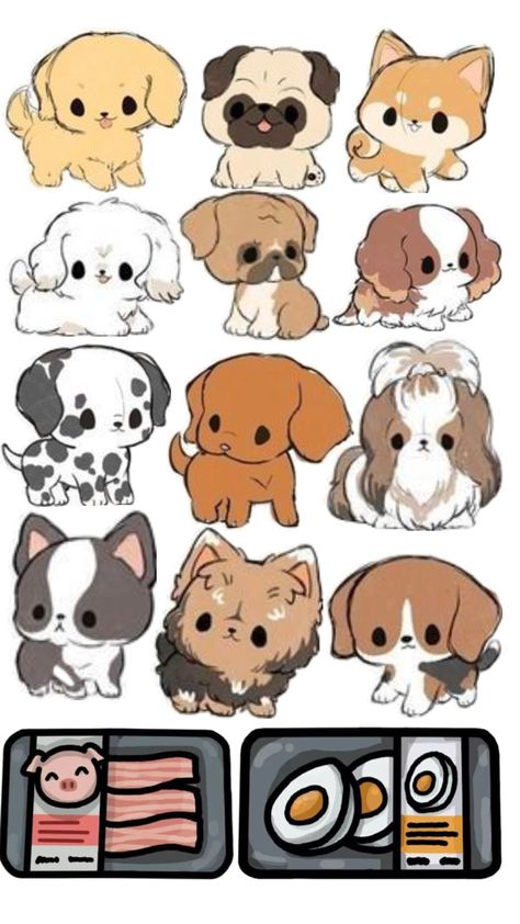 Body Guidelines, Cat Hand Drawing, Chibi Dog, Cute Pigeon, Basic Sketching, Kawaii Cat Drawing, Colored Characters, Cute Dog Drawing, Cute Easy Doodles