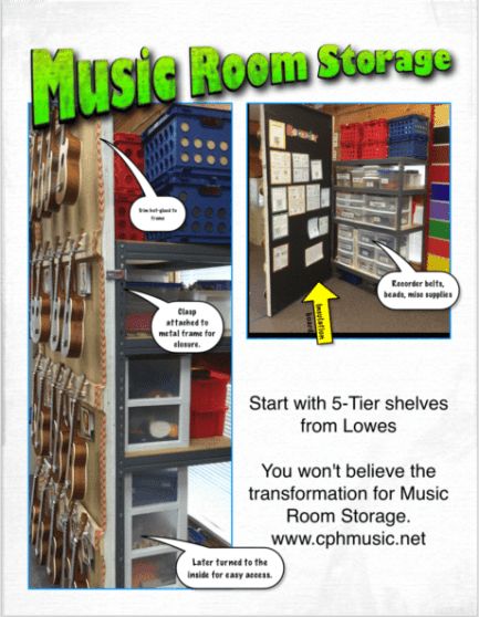 Music Room Set Up · just a little more Band Room Ideas, Ukulele Storage, Music Room Storage, Music Classroom Organization, Music Room Organization, Elementary Music Room, Choir Room, Music Classroom Decor, Band Room