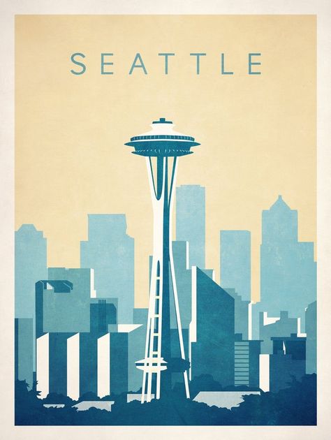 Seattle Print, Seattle Poster, London Underground Map, Seattle Space Needle, Underground Map, Seattle Travel, Space Needle Seattle, Sleepless In Seattle, American City