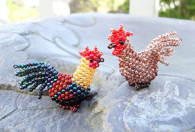 Patterns - Ruth Kiel 3D bead artist 3d Beaded Animals, Bead Bracelet Patterns, Big Rooster, Beaded Animals Tutorial, Seed Bead Projects, Seed Bead Crafts, Bead Sewing, Beaded Jewlery, Seed Bead Patterns