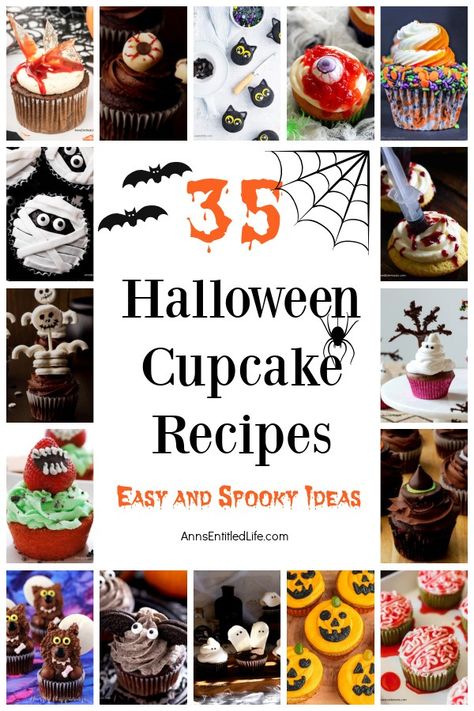 collage of Halloween cupcakes Cupcake Ideas Halloween, Spooky Cupcake Ideas, Halloween Booze, Halloween Cupcake Recipes, Spooky Baking, Easy Halloween Cupcakes, Homemade Ganache, Halloween Cupcake Ideas, Perfect Cupcake Recipe