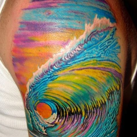 wave tube Surfing Tattoo, Ocean Wave Tattoo, Tattoo Wave, Surf Tattoo, Wave Beach, Wave Tattoo, Ocean Tattoos, Beach Tattoo, Tattoo Girls