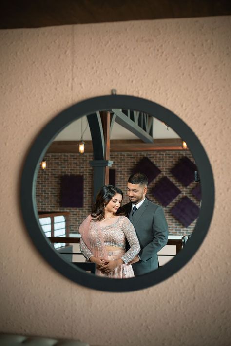 couple mirror shot @niaschalbarahe Couple Mirror Photography Poses, Mirror Photography, Indian Wedding Poses, Bride Photos Poses, Bride Photos, Mirror Shot, Engagement Photography Poses, Photos Poses, Wedding Couple Poses