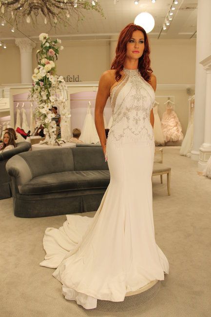 Season 14 Featured Dress: Mark Zunino. Halter top w/ beading. Form fitted with very low back. $9,900. Style: #F87 Mark Zunino Wedding Dress Kleinfeld, Halter Top Wedding Dress, White Gown Dress, Mark Zunino, Wedding Dresses Images, Halter Wedding Dress, Wedding Dress Gallery, Gallery Ideas, Fab Dress